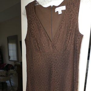Brown Lace Sleeveless Dress